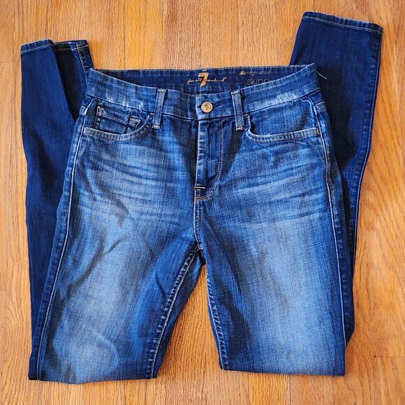 7 For All Mankind Denim - 7 For All Mankind High Waist Skinny Size 25 x 28 medium wash jeans Made in USA